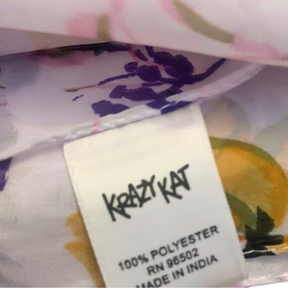 Krazy Kat Floral Print Tassel White Pink Purple Yellow Scarf Wrap Shawl - Picture 7 of 10